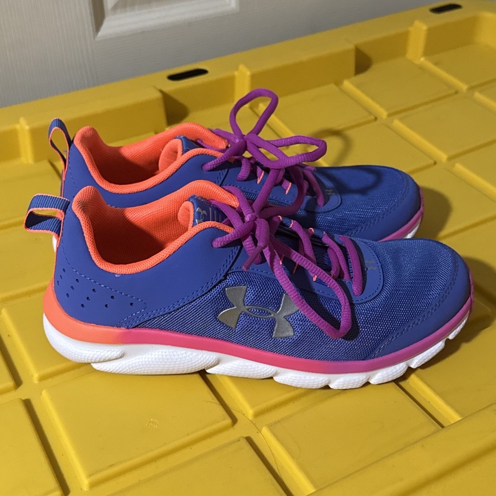 Under Armour Girls Assert 8 3022100-402 Blue Running Shoes Sneakers Size 5Y - Picture 3 of 5